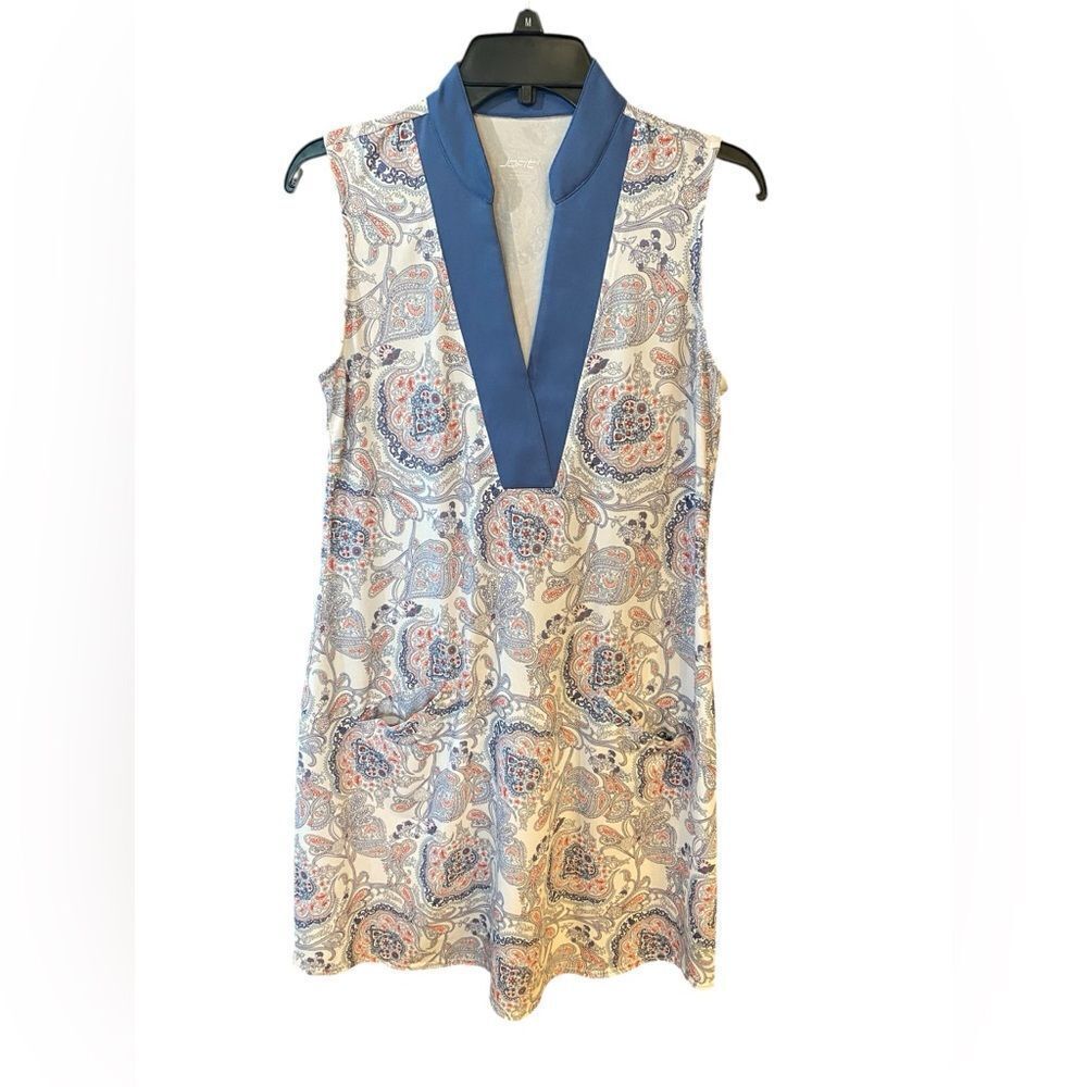 Jofit Sz M Blue Paisley Sleeveless Pickleball Golf Pocket Dress